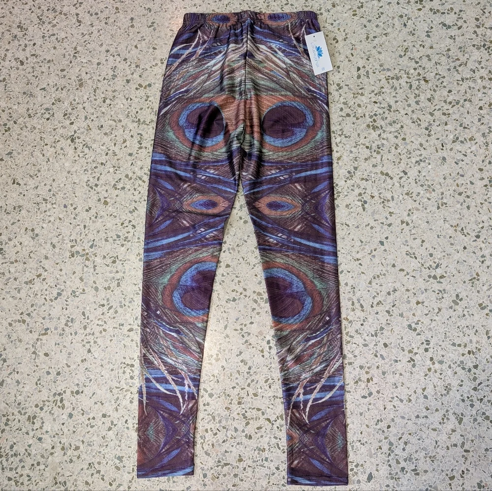 NWT Lotus Leggings, Peacock Feather Print - Picture 4 of 7